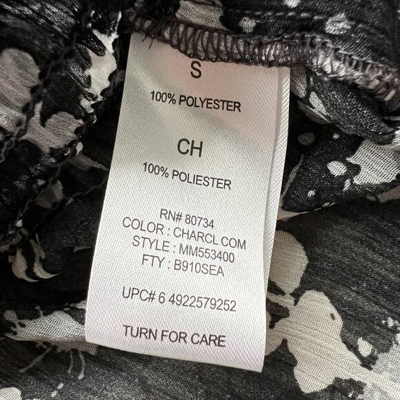 Miley Cyrus Max Azria Tunic Womens Small Black White Drawstring Georgette Sheer - Picture 15 of 16